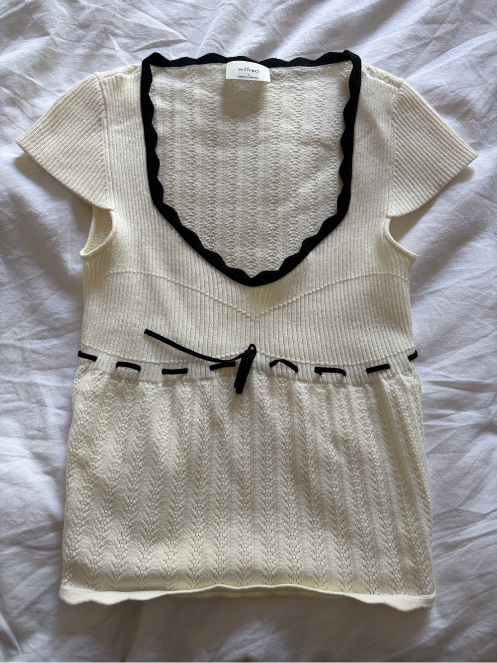 Wilfred Ivory Mini Top with Black Trim and Ribbon